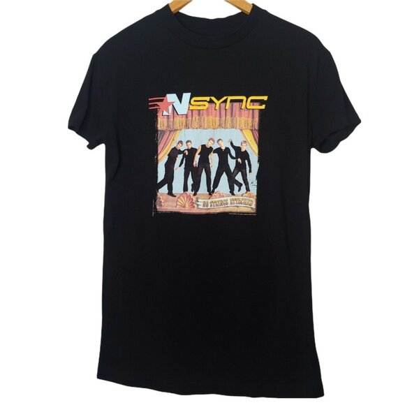 NSYNC No Strings Attached Womens Small Sleepshirt T Shirt Nightgown Black Short - Picture 1 of 5